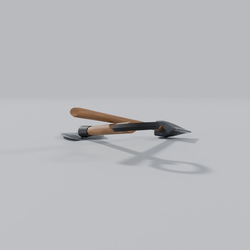 Camp axe and short shovel, crossed | Momatio Asset Lab