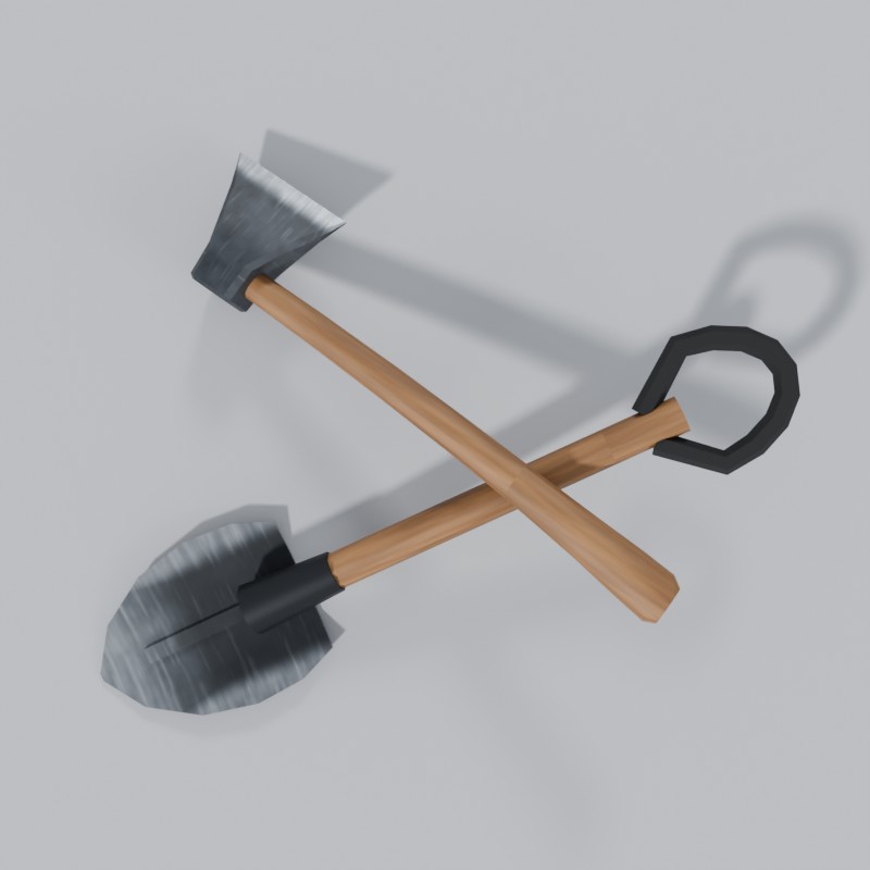 Camp axe and short shovel, crossed | Momatio Asset Lab
