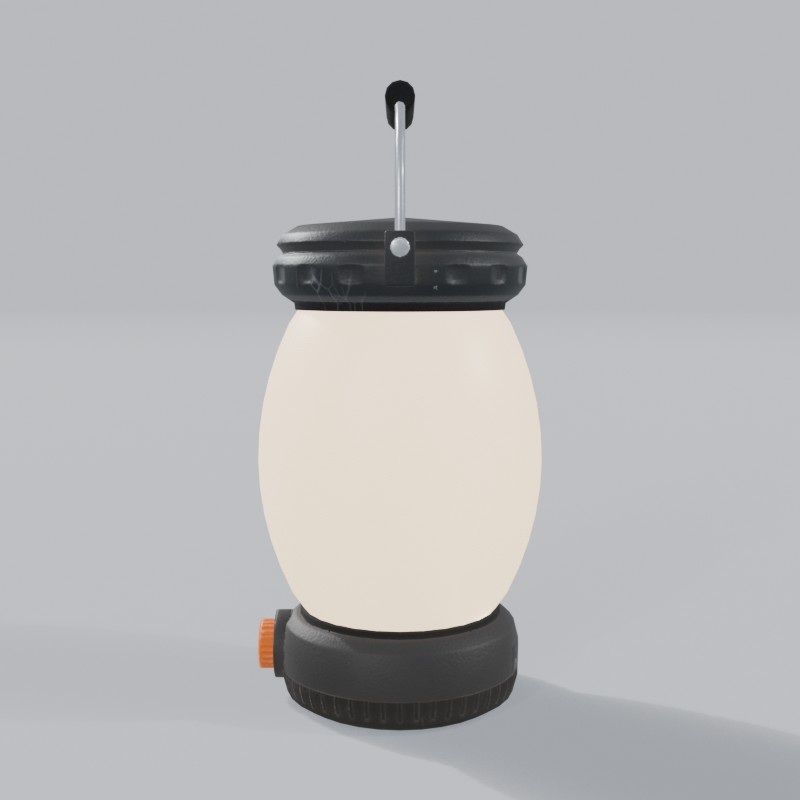 LED camp lantern with wire bail, right view