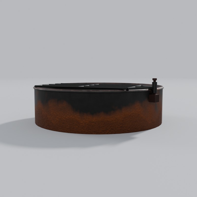 Forest Service steel campfire ring, back view