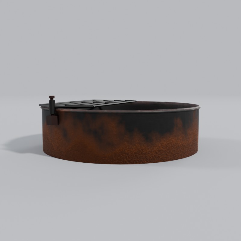 Forest Service steel campfire ring, left view