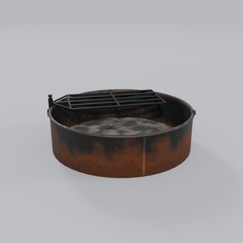 Forest Service steel campfire ring, three-quarter view