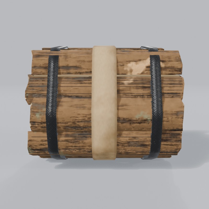 Store-bought firewood bundle, front view