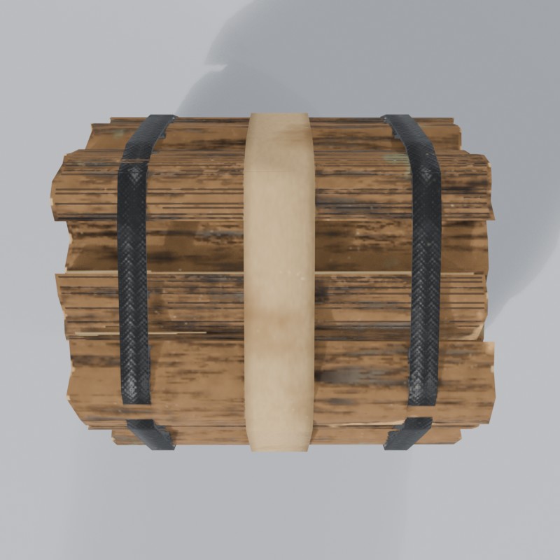 Store-bought firewood bundle, top view