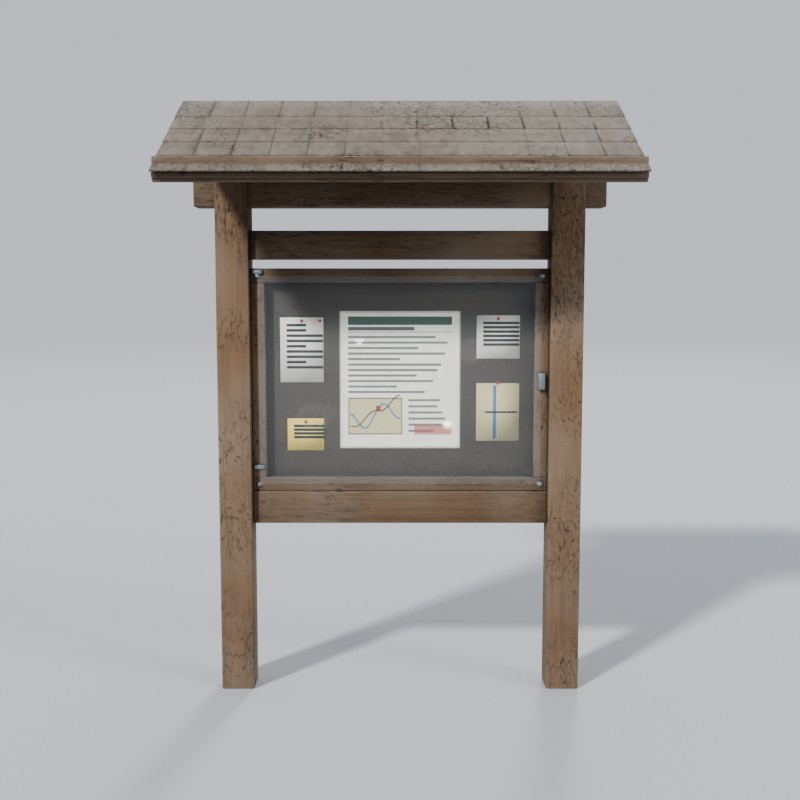 Trailhead bulletin board (Forest Service style), front view