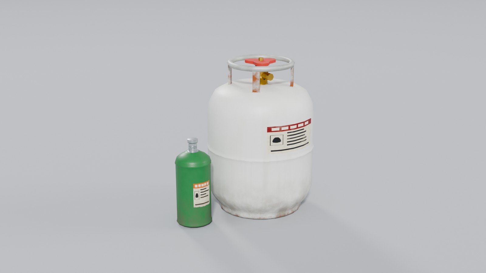 Propane pair: 1 lb green and 20 lb white