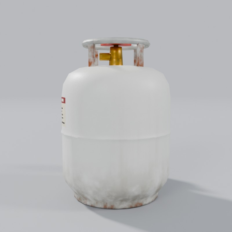 Propane pair: 1 lb green and 20 lb white, right view