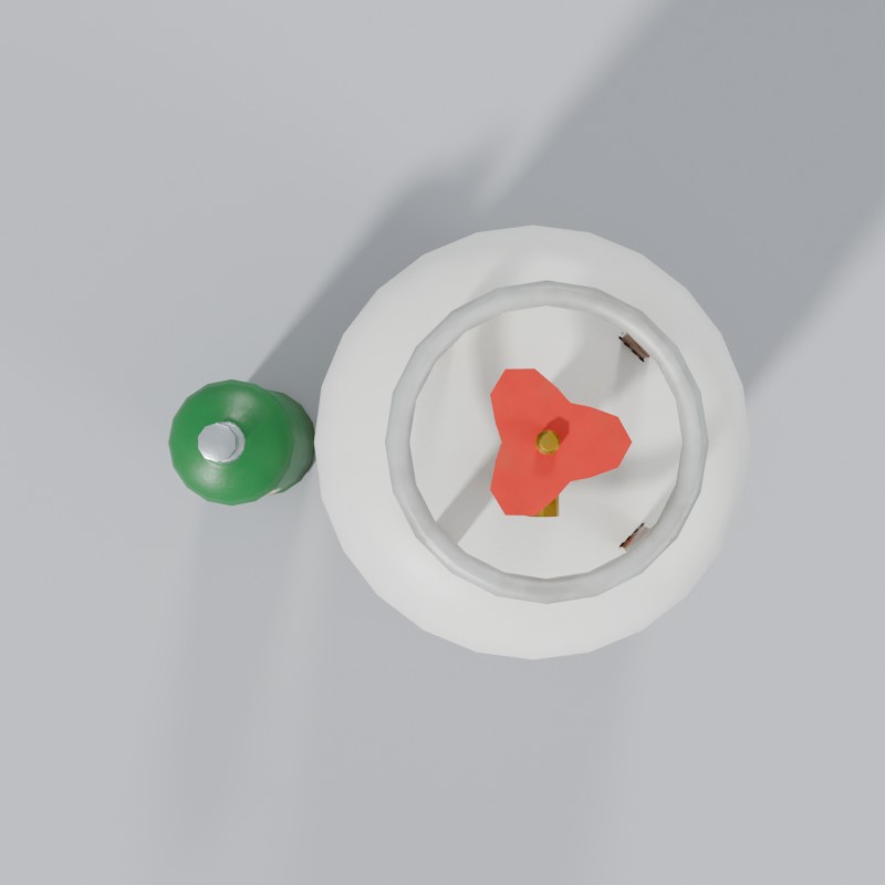 Propane pair: 1 lb green and 20 lb white, top view