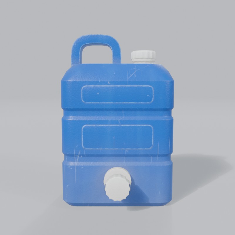 7-gallon blue water jug, front view