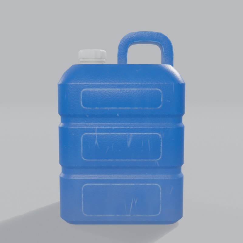 7-gallon blue water jug, back view
